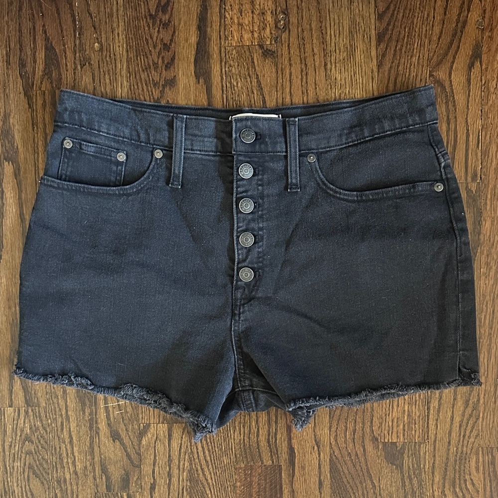 Classic Black Button-Up Jean Shorts